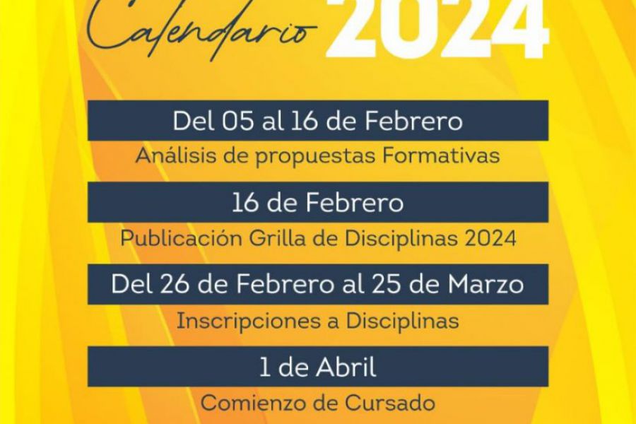 Calendario 2024 en la Escuela de Arte y Oficios