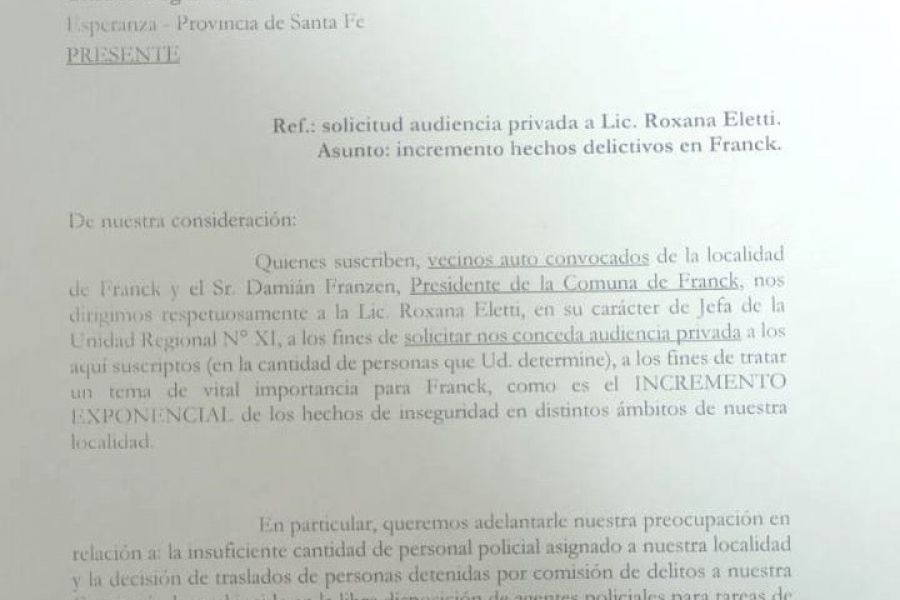 Nota a Lic Roxana Eletti de URXI