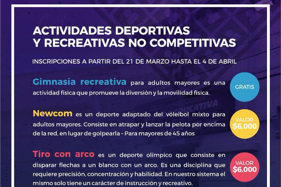 Actividades deportivas y recreativas