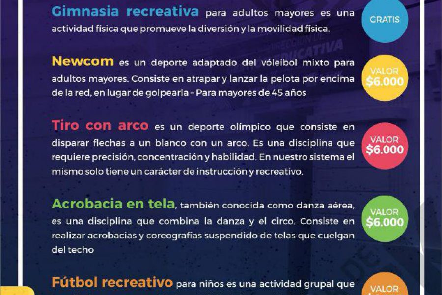 Actividades deportivas y recreativas